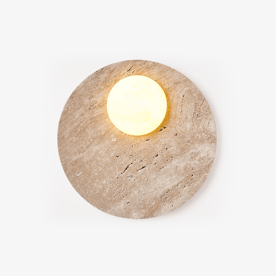 Moonwake Travertine Wall Light hardwired round stone wall sconce