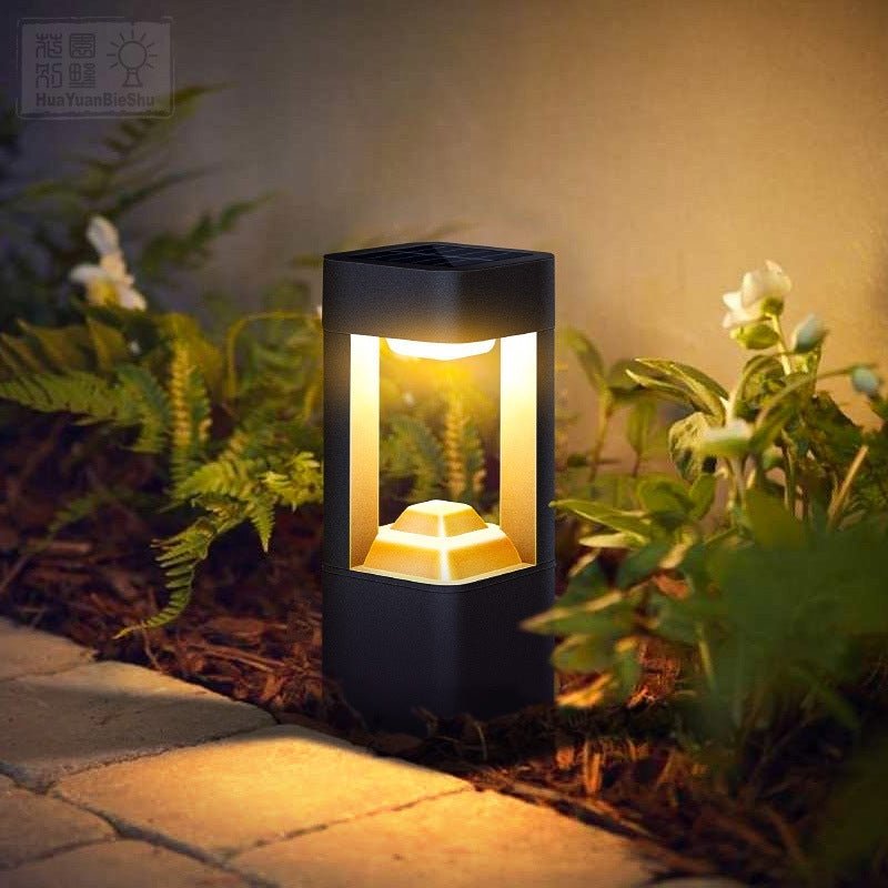 Square Unique Hollow Aluminum Waterproof Contemporary Smart Solar Lights Exterior, Outdoor Wall Light, 12"