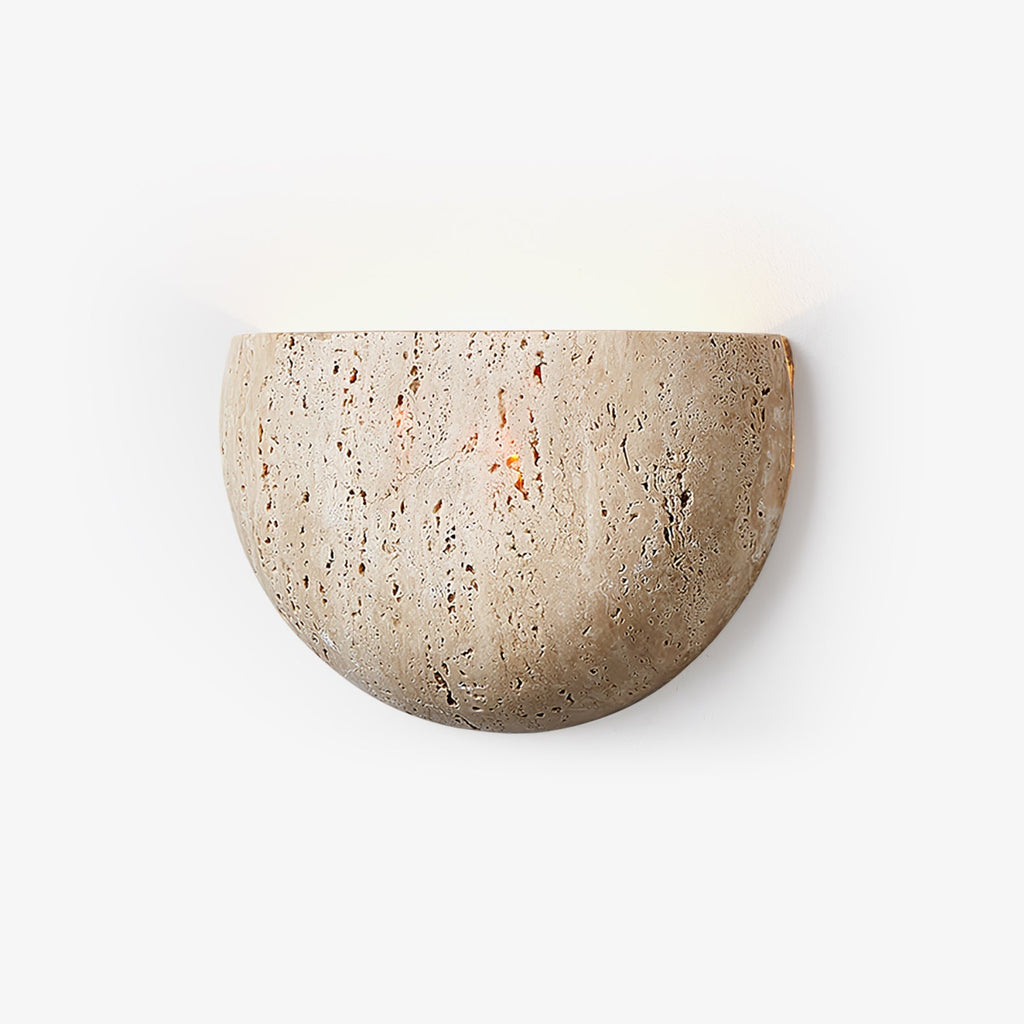 Arc Bowl Wall Light, Hardwired Wall Sconce, Yellow Travertine, Dia 20cm x H 13cm