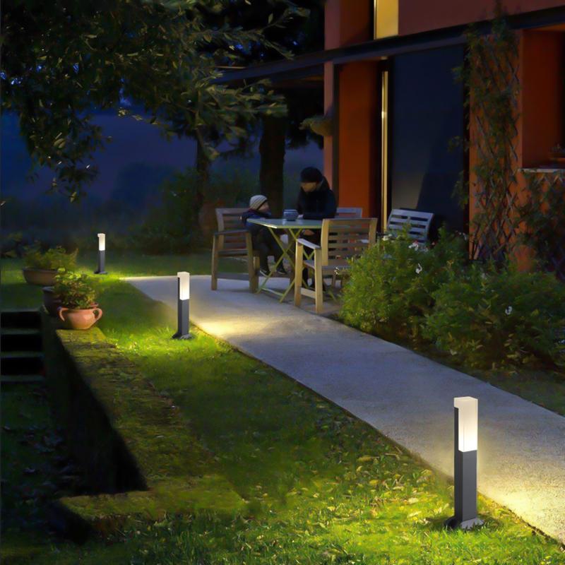 Square LED Waterproof Aluminum Black Clean-Lined Exterior Light Pathway Lights, Outdoor Wall Light, 16"
