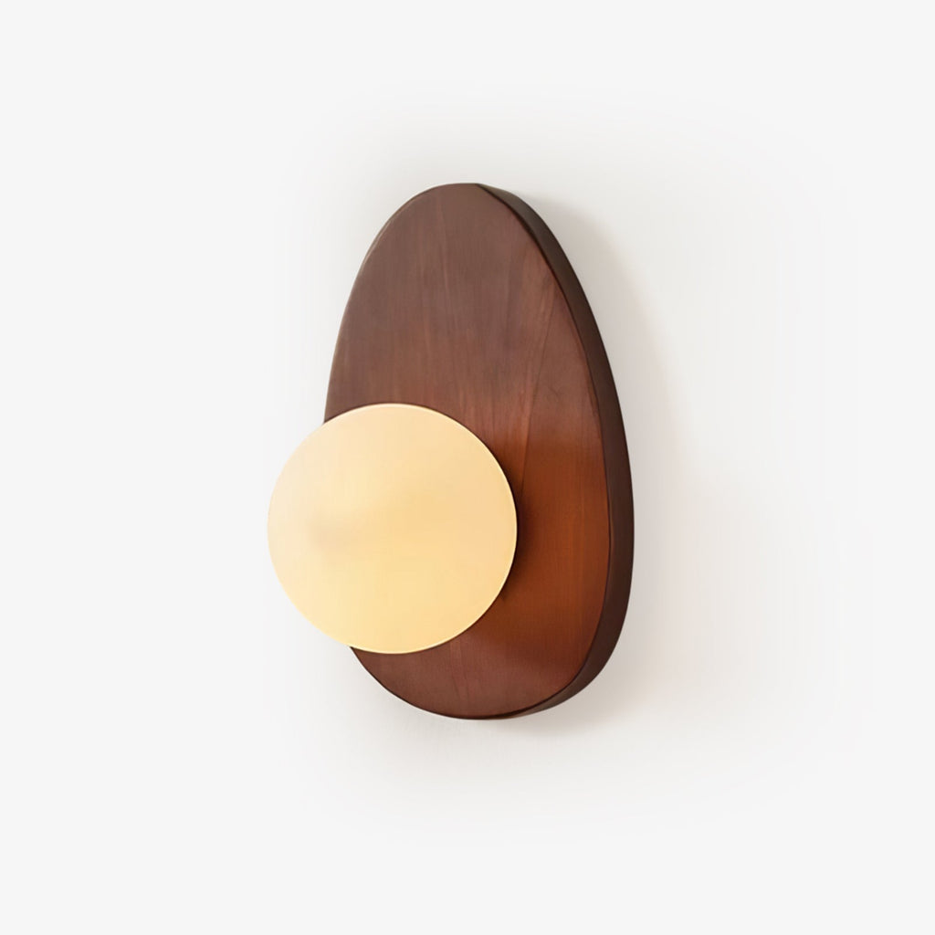 Orba Walnut Wall Light, Hardwired Wall Sconce, Wood, Dia 18cm x H 28cm