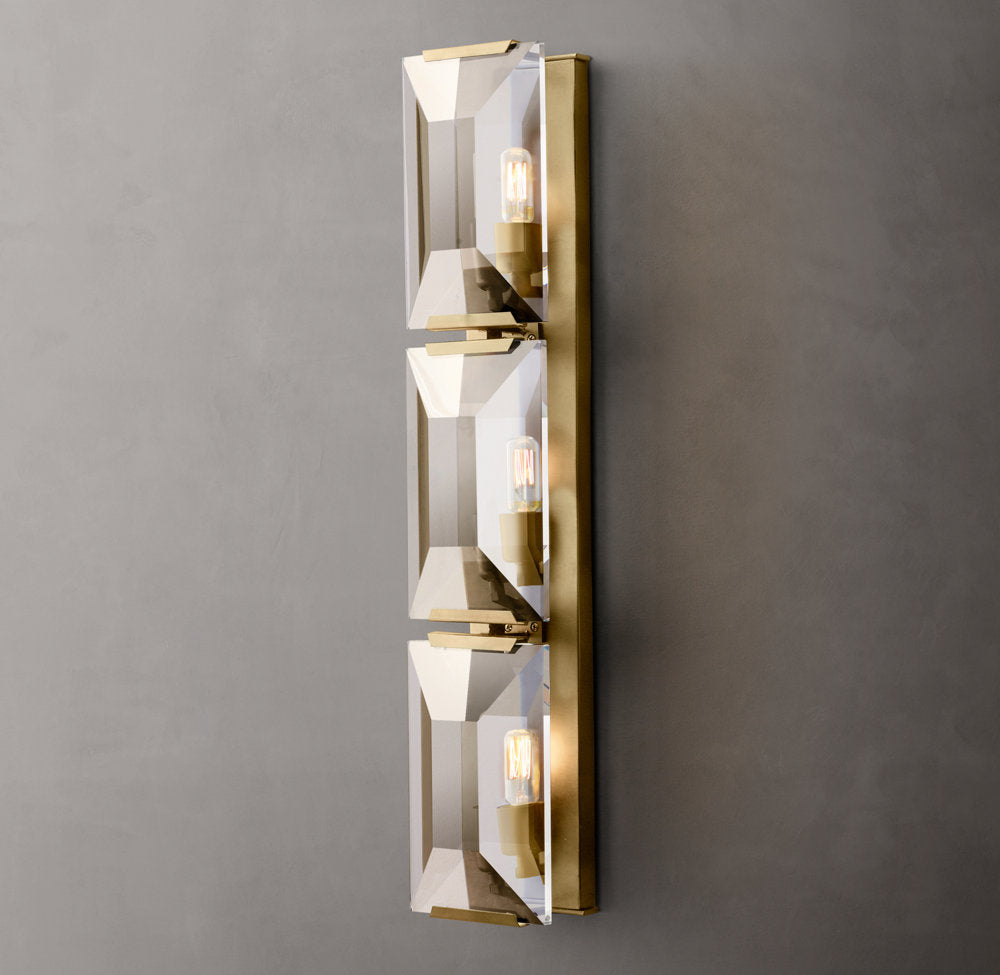 Harlow Crystal Triple Wall Light, Bedroom Wall Sconce, Dimensions Overall: 6"