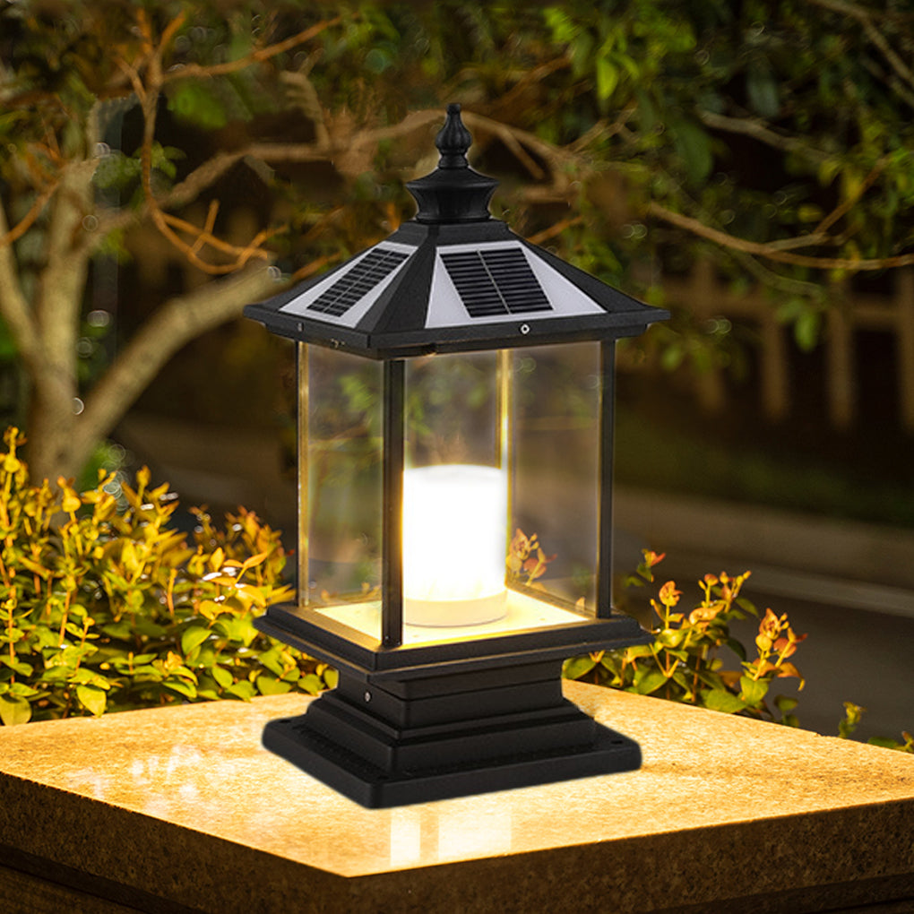 Glass Retro Waterproof Intelligent LED European Style Solar Fence Post Lights, Outdoor Wall Light, detail 3