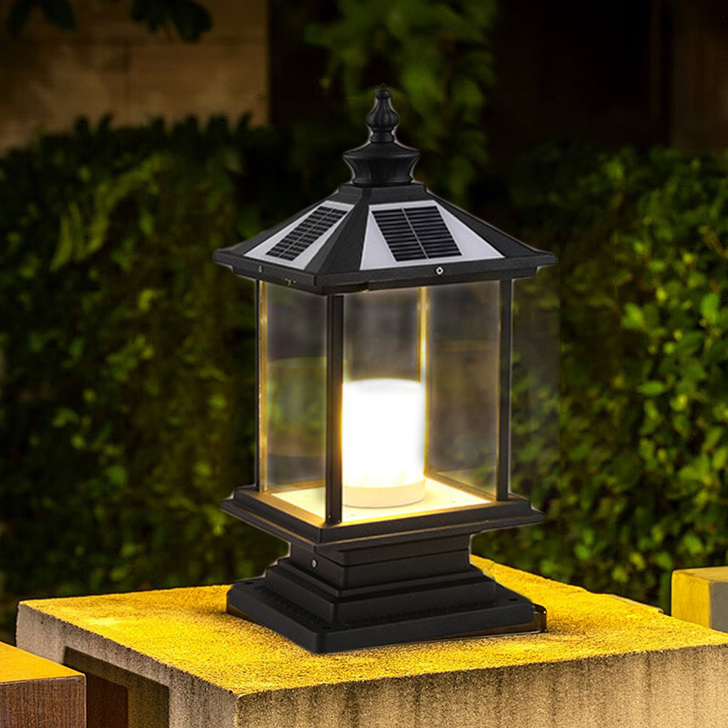 Glass Retro Waterproof Intelligent LED European Style Solar Fence Post Lights, Outdoor Wall Light, detail 4