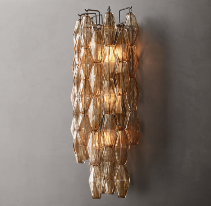 Chiara Smoke Glass Grand Wall Light, Bedroom Wall Sconce, detail 4