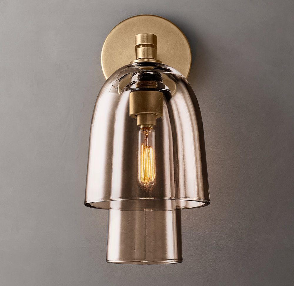 Blom Amber Glass Flute Wall Light, Bathroom Wall Sconce, detail 5