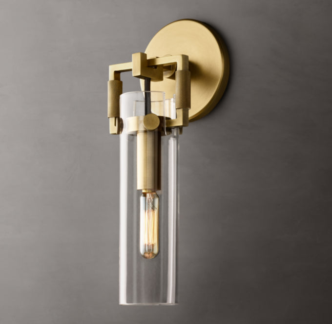 Machinist Glass Cylinder Wall Light 9", Bathroom Wall Sconce, detail 12