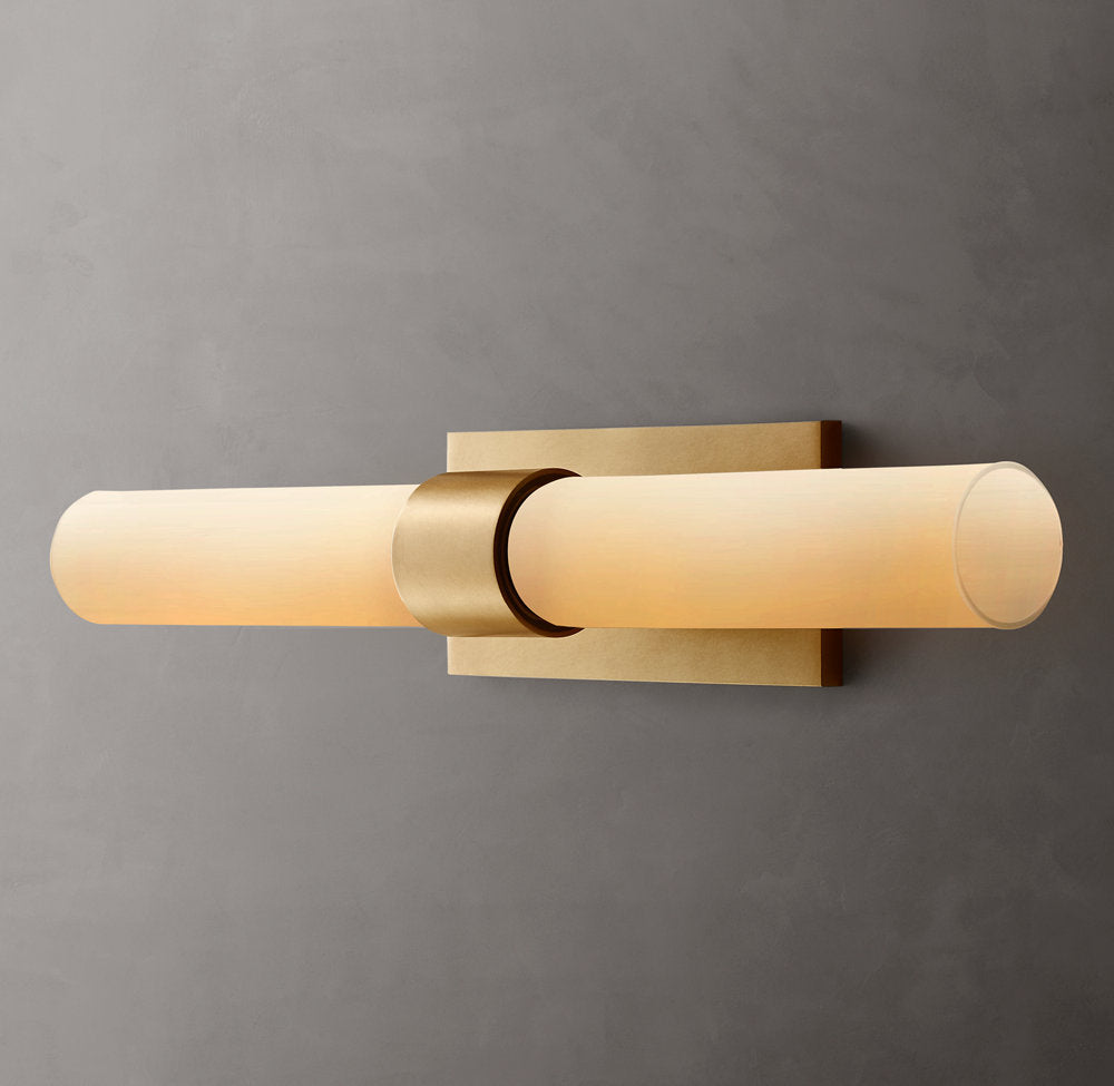 Ravelle Milk Glass Linear Wall Light, Bathroom Wall Sconce, detail 6
