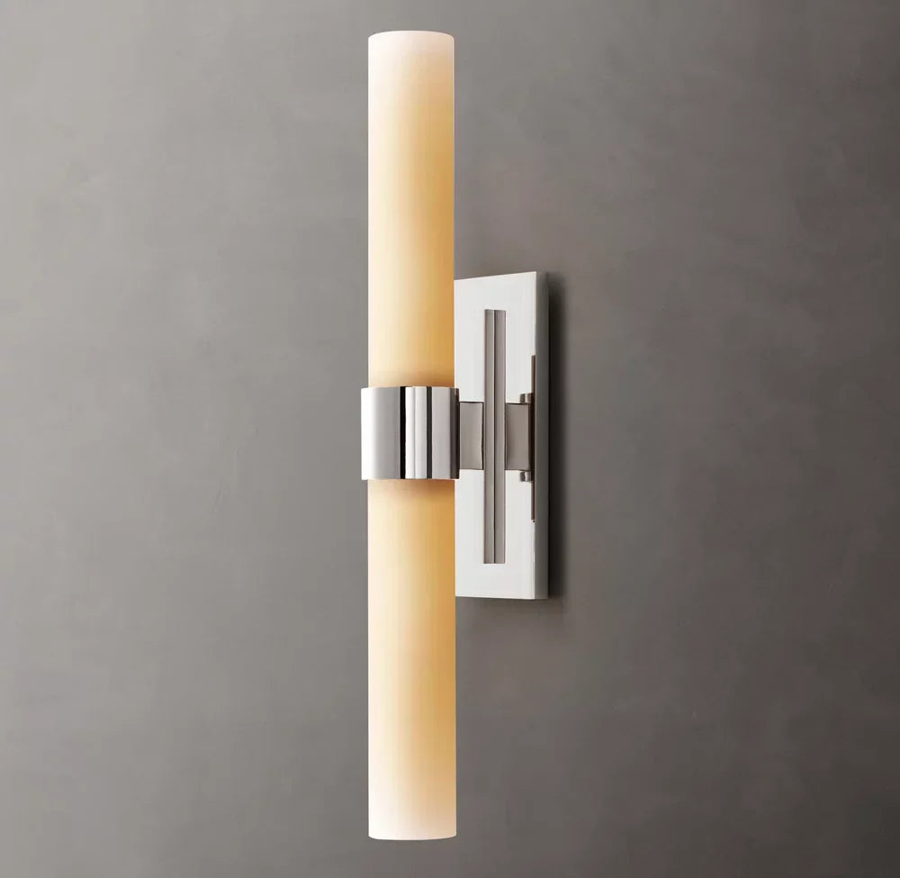 Ravelle Milk Glass Linear Wall Light, Bathroom Wall Sconce, detail 2