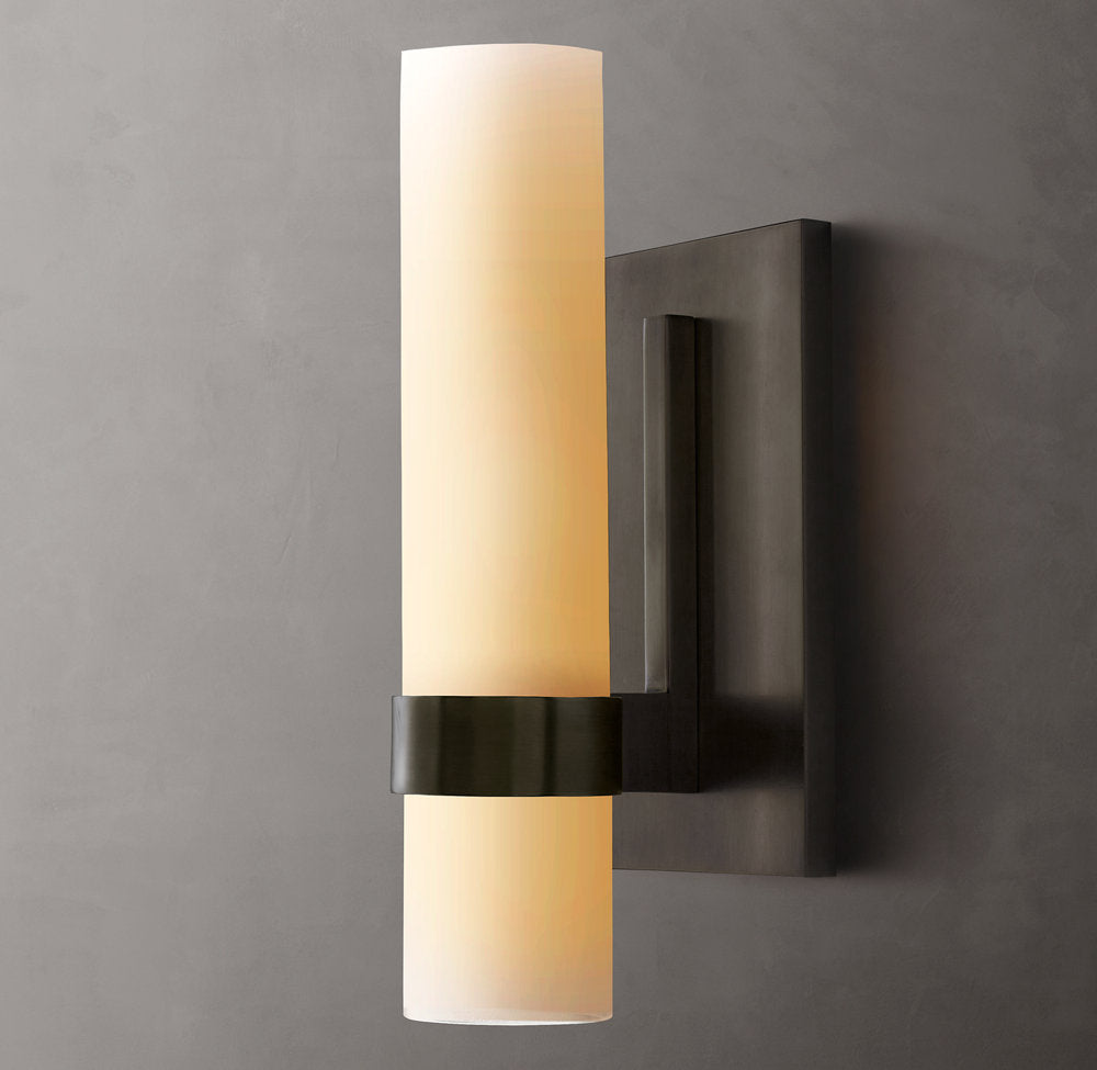 Ravelle Milk Glass Wall Light, Bathroom Wall Sconce, detail 4