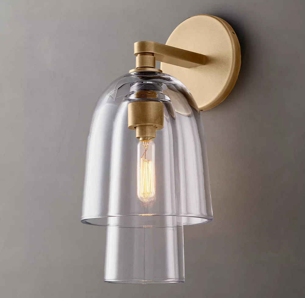 Blom Clear Glass Flute Wall Light, Bathroom Wall Sconce, Dimensions Overall: 5"