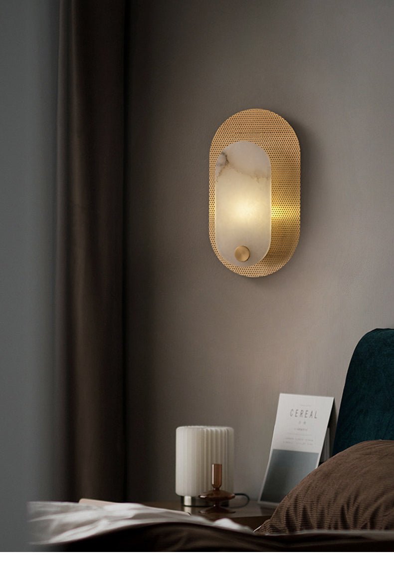 Perforated Oval Alabaster Wall Light - Wall Lamp, Hardwired Wall Sconce, detail 12