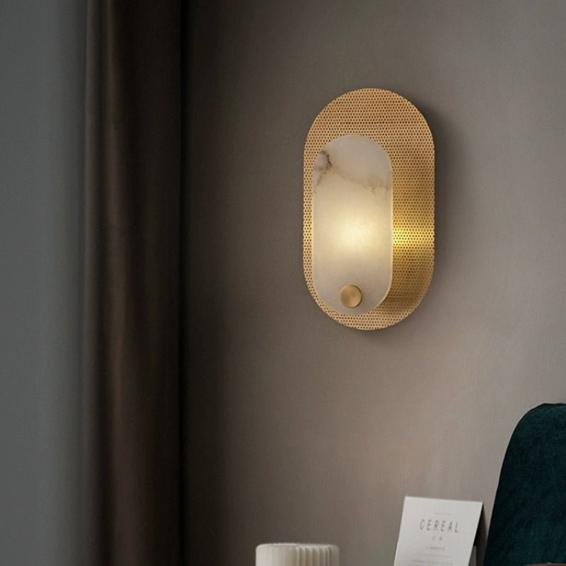 Perforated Oval Alabaster Wall Light - Wall Lamp, Hardwired Wall Sconce, detail 8