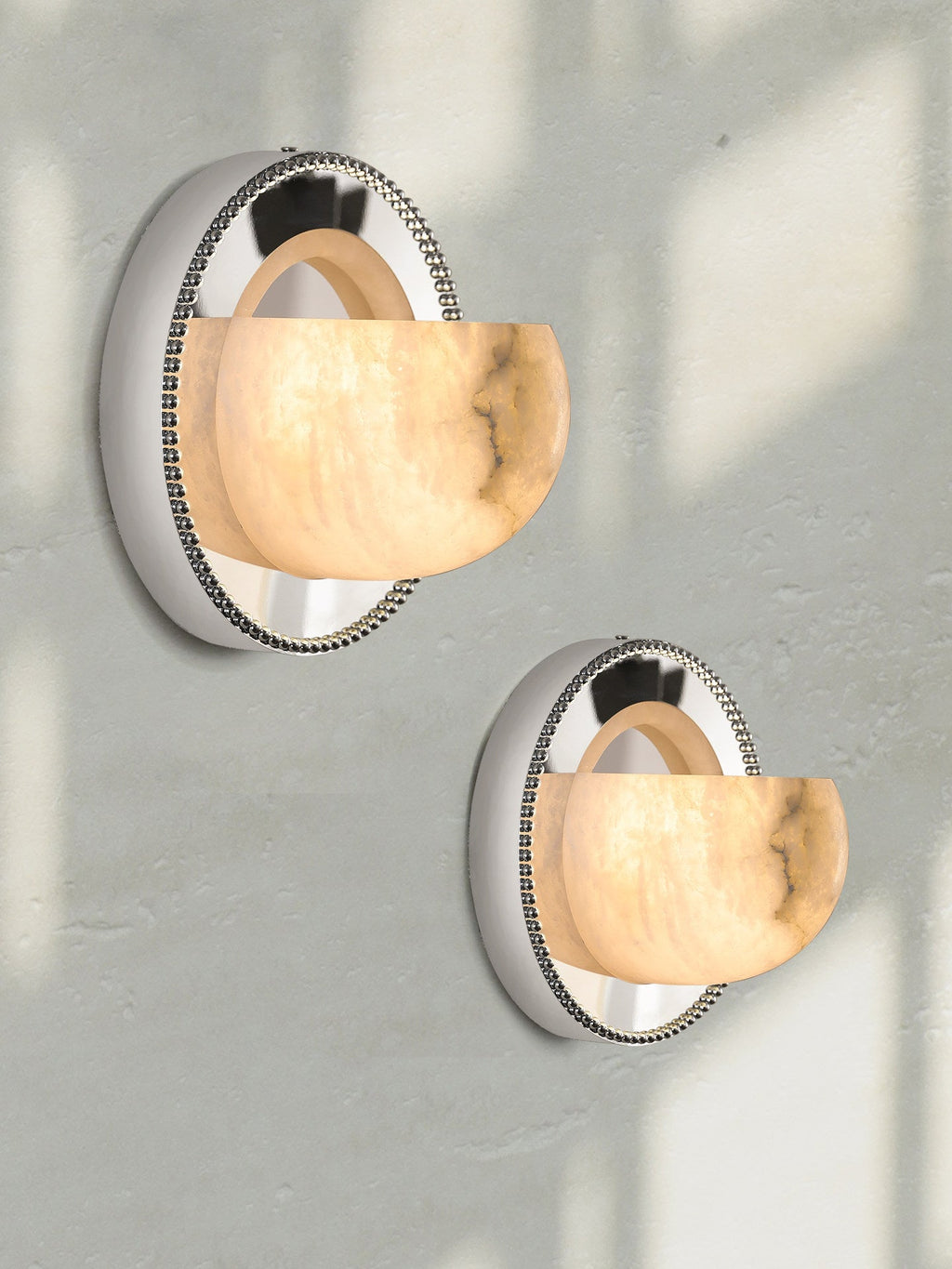 Orbit Pearl Alabaster Wall Light, Hardwired Wall Sconce, detail 3