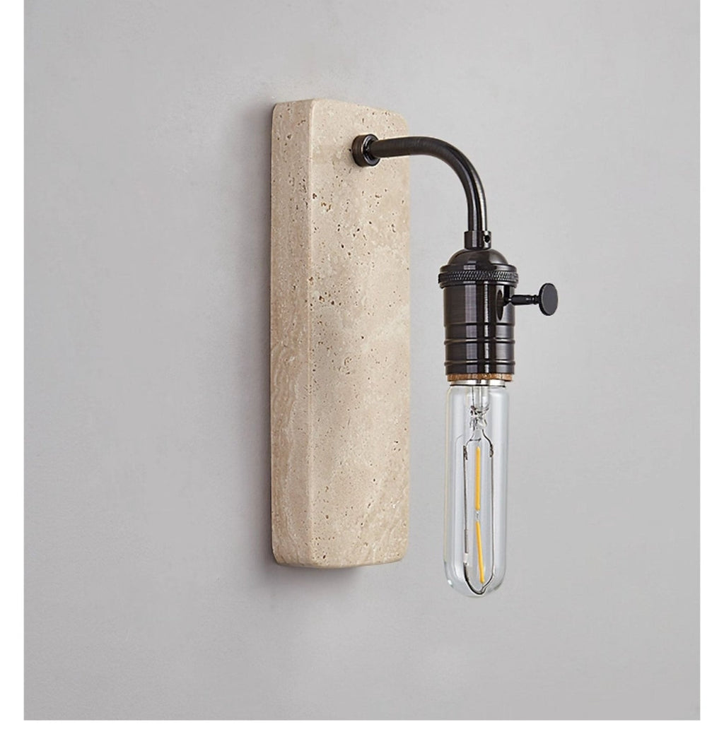 Industrial Stone Wall Light, Hardwired Wall Sconce, Metal, Dia 8cm x H 23cm