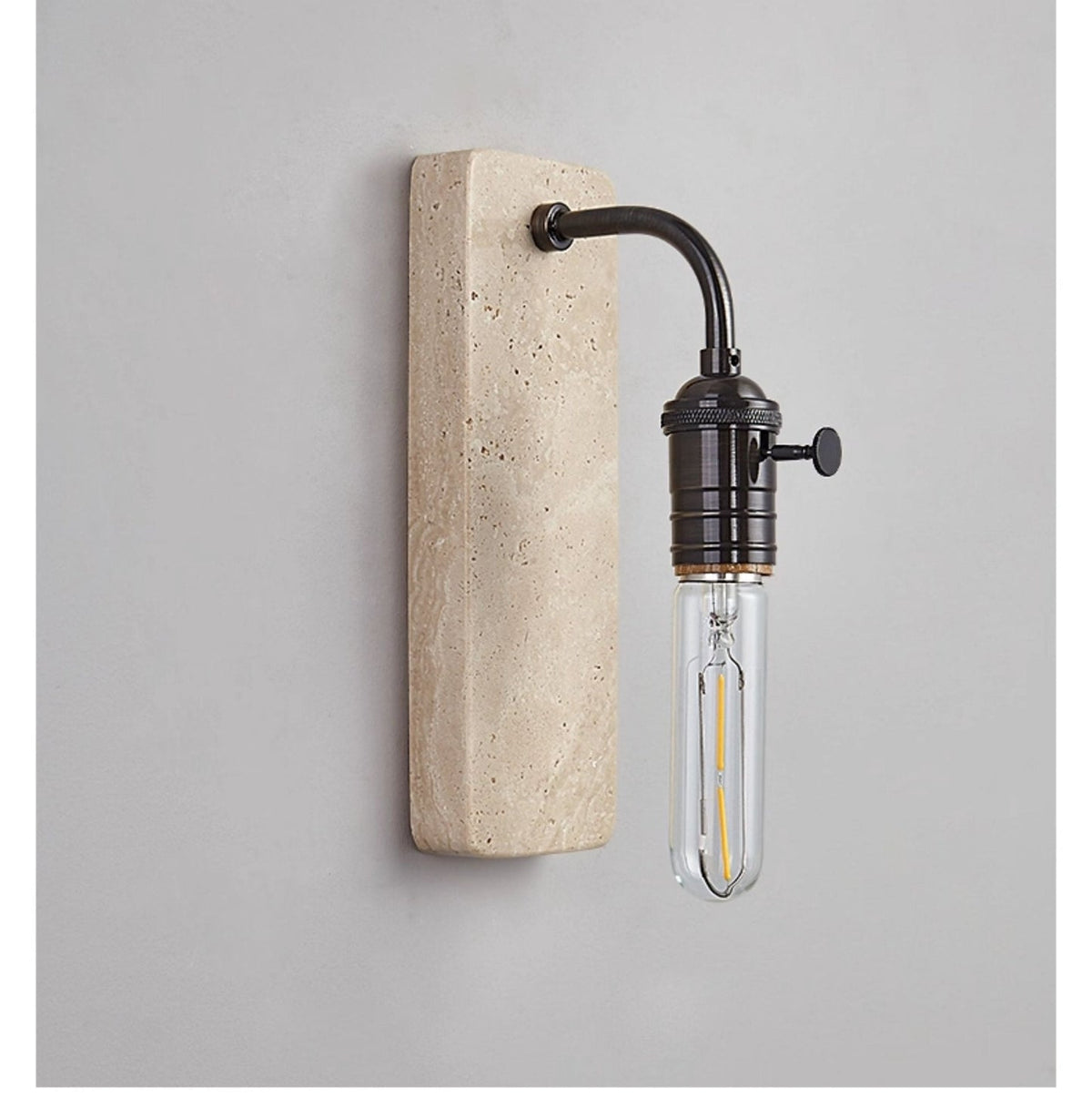 Industrial Stone Wall Light, Hardwired Wall Sconce, Metal, Dia 8cm x H 23cm