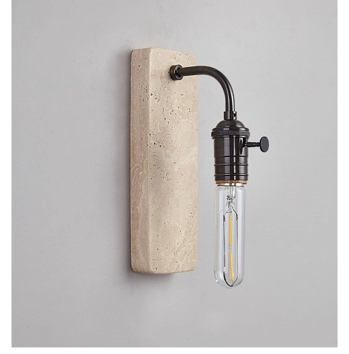 Industrial Stone Wall Light, Hardwired Wall Sconce, Metal, Dia 8cm x H 23cm