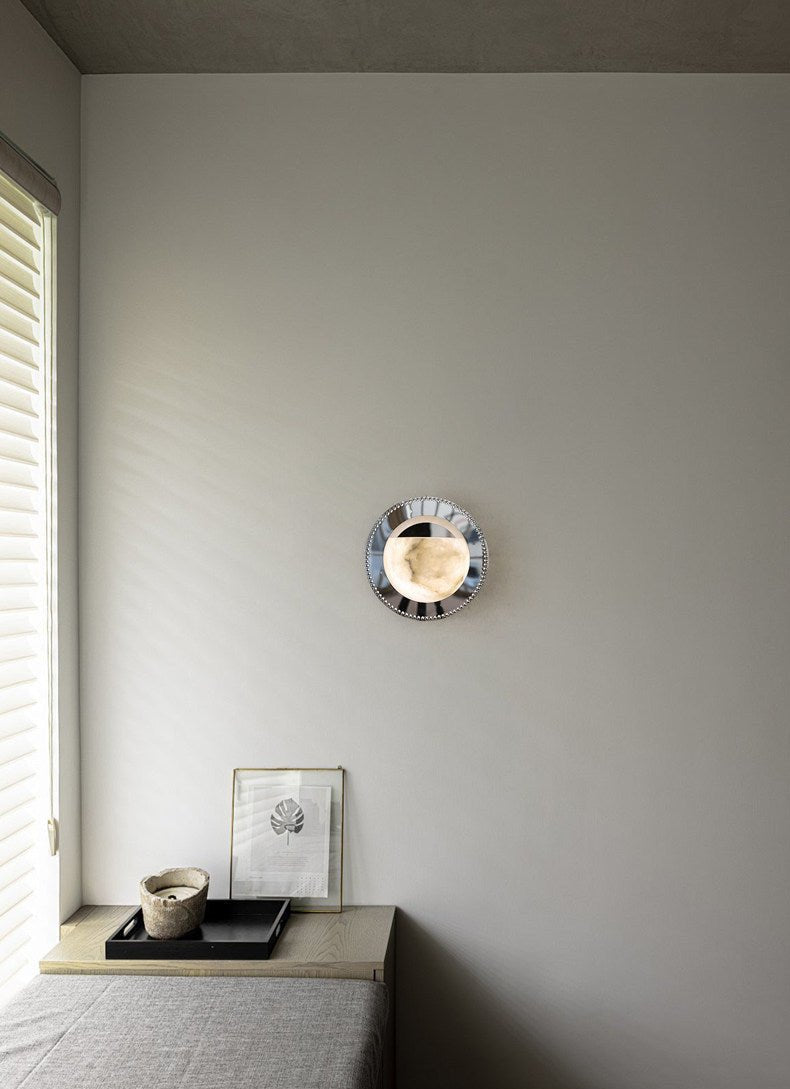 Orbit Pearl Alabaster Wall Light, Hardwired Wall Sconce, detail 7