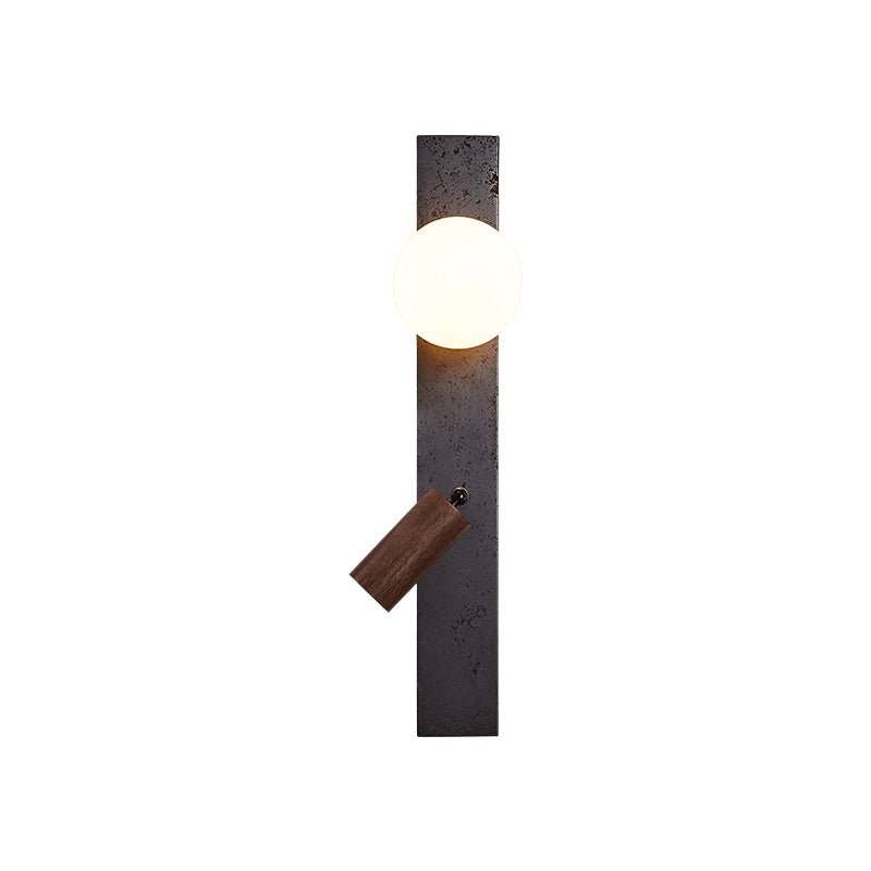 Strato Beam Wall Light, Hardwired Wall Sconce, Black Travertine, Dia 8cm x H 58cm