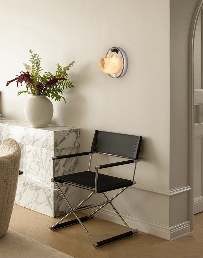 Orbit Pearl Alabaster Wall Light, Hardwired Wall Sconce, detail 8