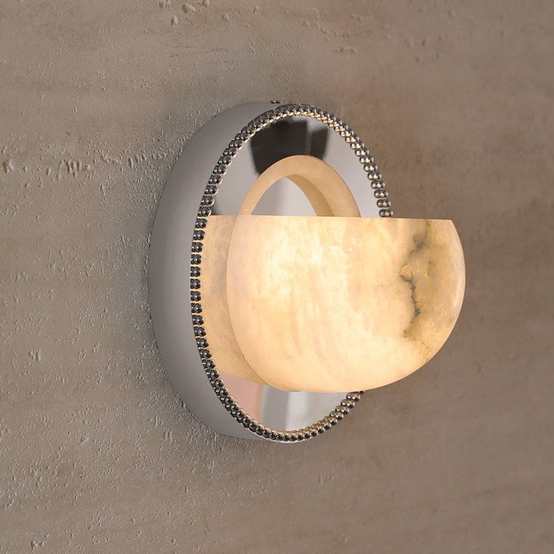 Orbit Pearl Alabaster Wall Light, Hardwired Wall Sconce, detail 4