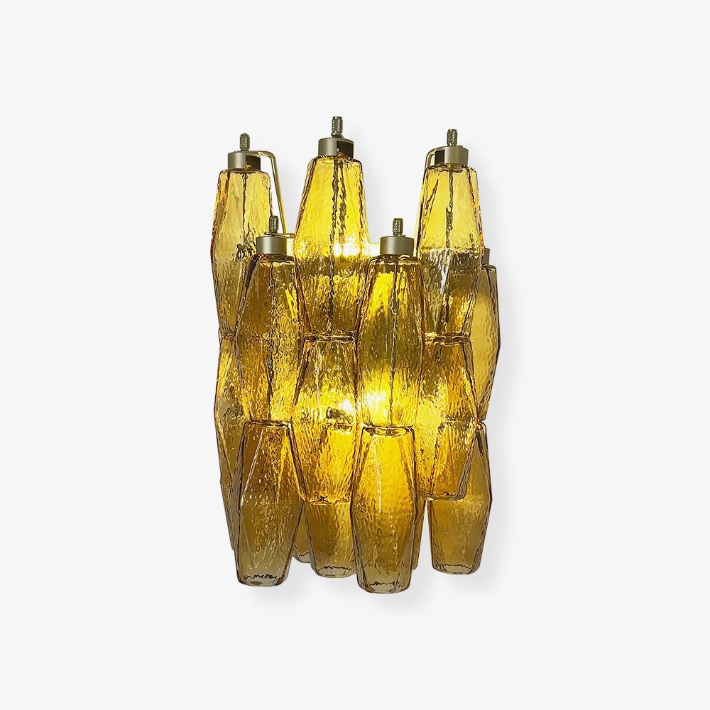 Murano Rhombus Amber Glass Wall Light, Hardwired Wall Sconce, Dia 40cm x H 38cm
