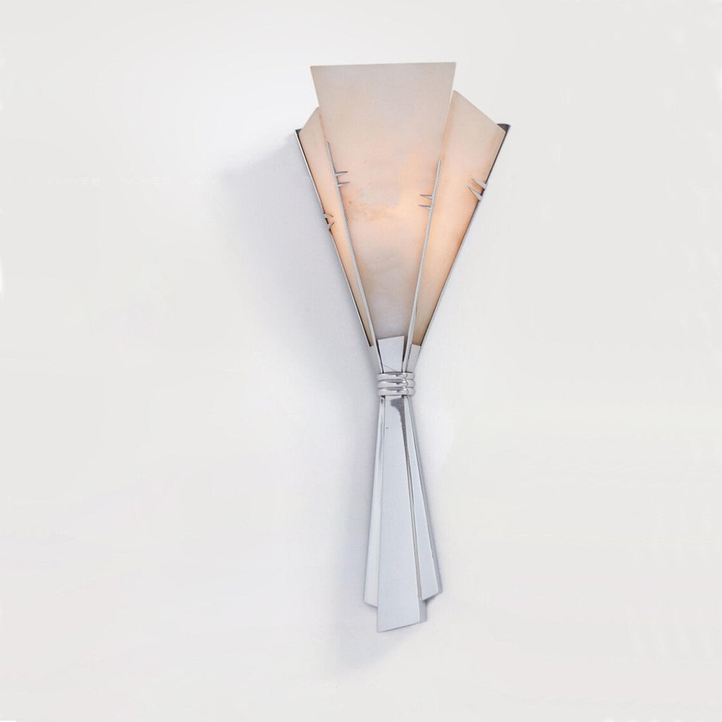 Florent Alabaster Fan Wall Light, Hardwired Wall Sconce, Metal, Dia 16cm x H 39cm