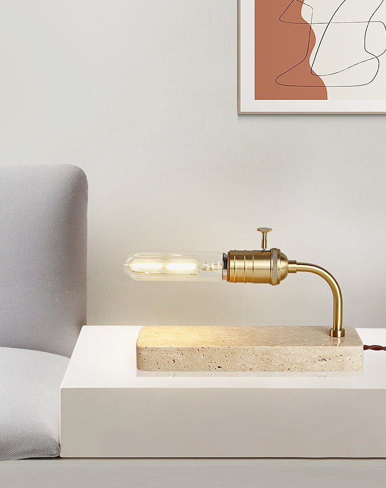 Travertine Vintage Tube Table Light, Bedside Table Lamp, detail 4