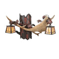 Fallow 24" Wide 2 Light Double Wall Light with Mica Glass Shades, Bedroom Wall Sconce, Dimensions: Height: 15"