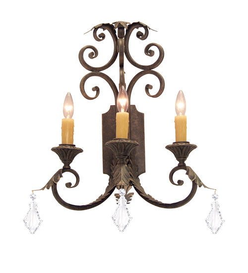 Serratina 3-Light 26.00" Antiquity Wall Sconce front view