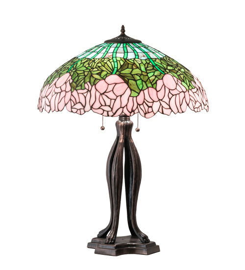 Cabbage Rose 30 Inch 3-Light 30.00" Mahogany Bronze Table Lamp front view