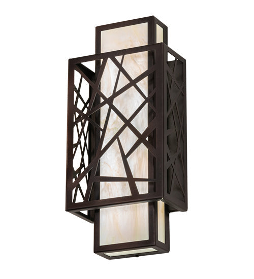 Quadrato 2-Light 18.00" Dark Bronze And White LED Wall Sconce front view