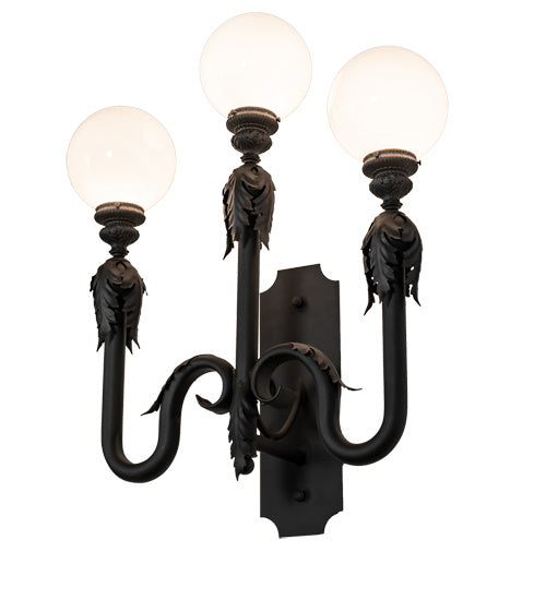 Strasbourg 3-Light 36.00" Fine Textured Black Wall Sconce front view