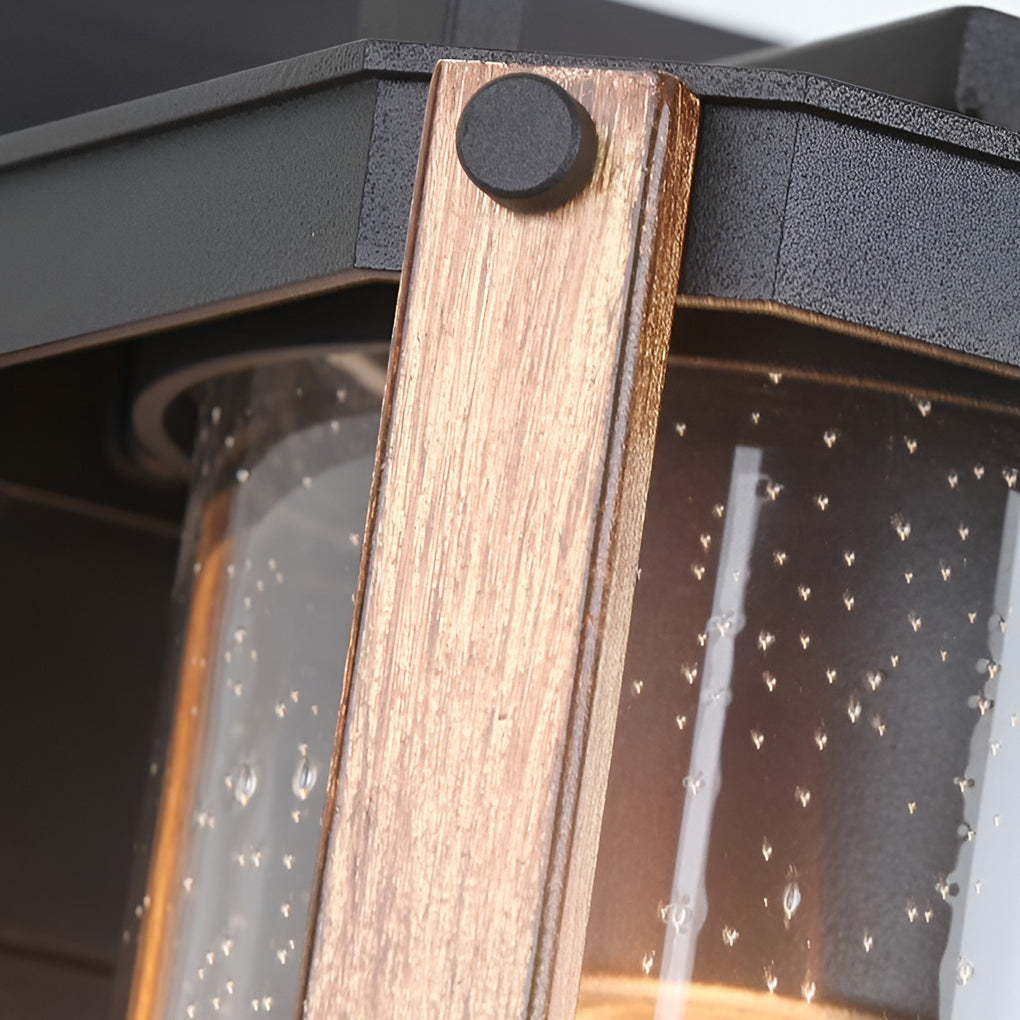 Lantern Shaped Waterproof Glass Black Industrial Exterior Wall Light Lighting, Outdoor Wall Light, detail 9