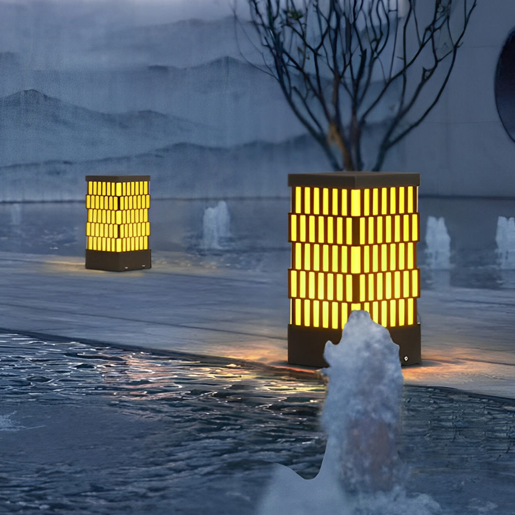 Retro Grid Designed Waterproof LED Black Contemporary Lawn Lamp Exterior Lighting, Outdoor Wall Light, detail 6