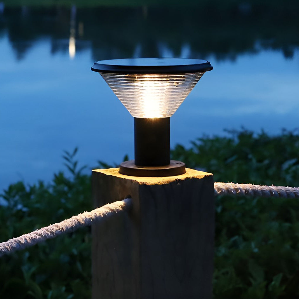 Rechargeable Circular Waterproof Intelligent Light Control Solar Fence Post Lights, Outdoor Wall Light, detail 3