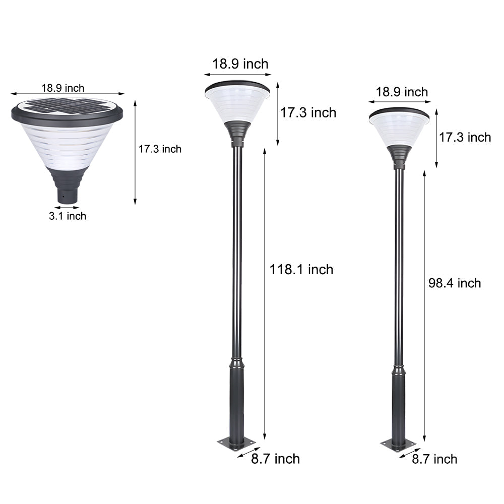 1-Light Circular Solar LED Exterior Lamp Post in Black, Outdoor Wall Light, detail 8