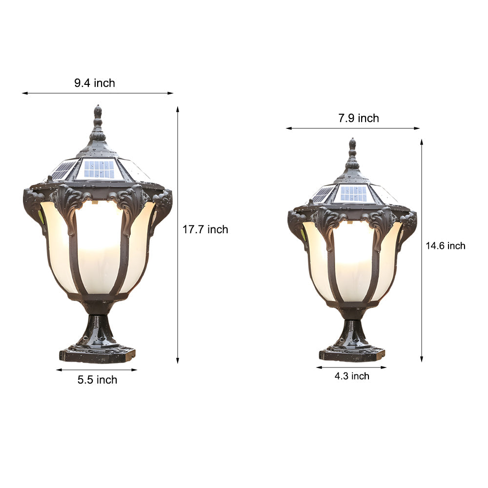 14.6-/17.7-inch H Black/Bronze Solar LED Exterior Pier-Mount Post Light, Outdoor Wall Light, detail 7