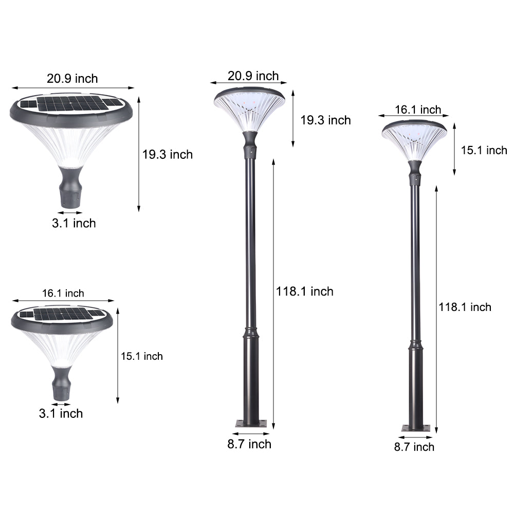 1-Light Black Exterior LED Solar Lamp Post and Pole Street Light, Outdoor Wall Light, detail 10