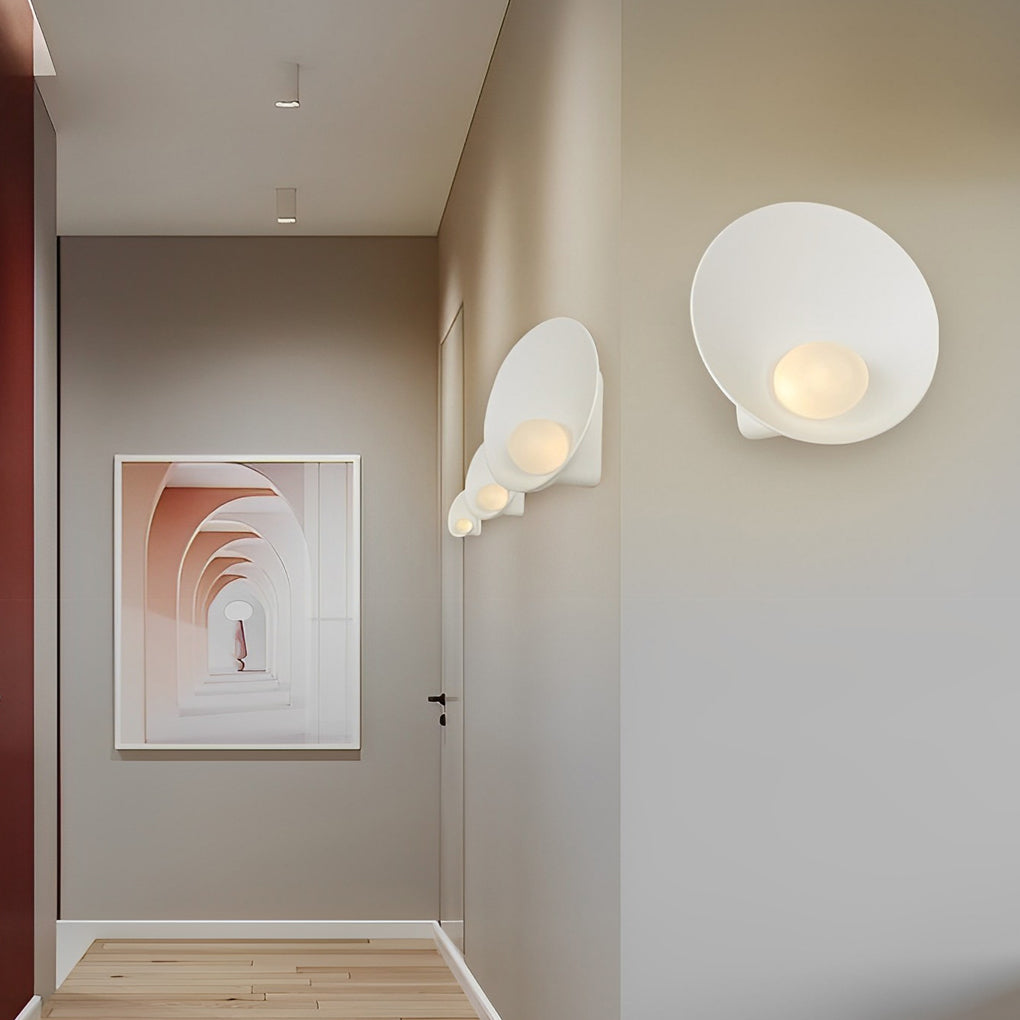 Circular Creative Resin Glass White Nordic Decorative Wall Fixtures Lighting, Bedroom Wall Sconce, detail 2