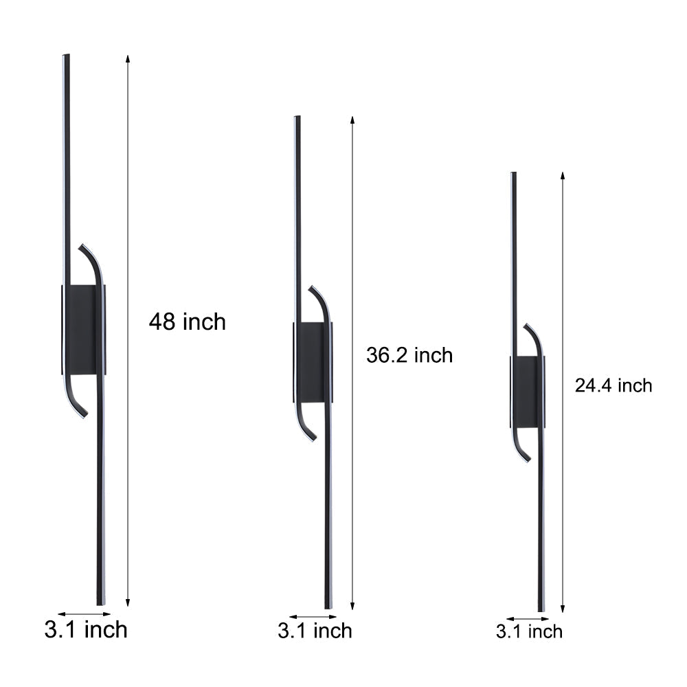 Clean-Lined Long Strip Aluminum LED Black Nordic Wall Fixtures Indoor, Hardwired Wall Sconce, detail 9