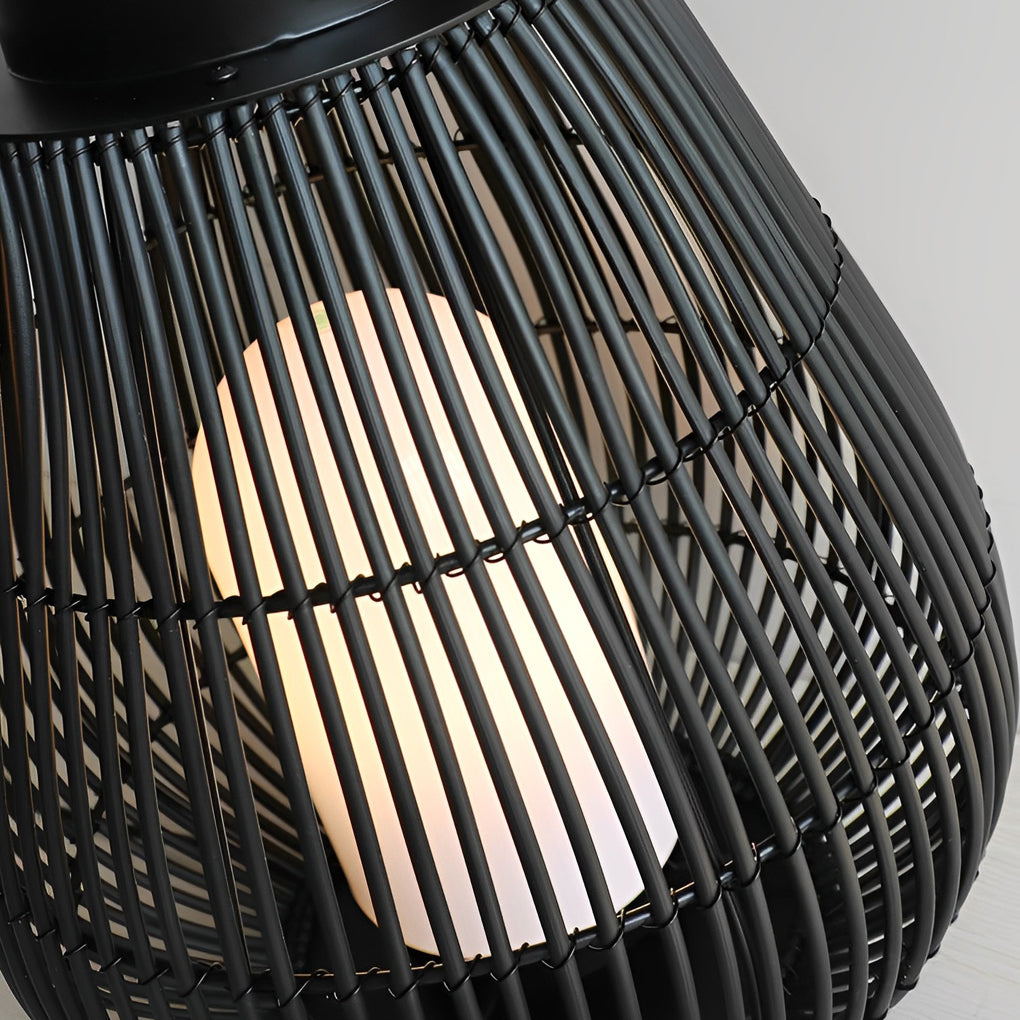Portable Black Contemporary Iron Woven E27 Pillar Accent Exterior Lantern, Outdoor Wall Light, detail 10