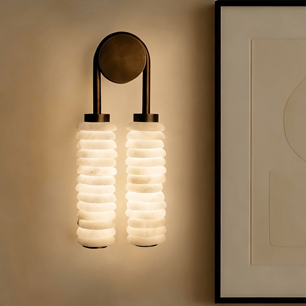 Calla Ribbed Alabaster Wall Light, Hardwired Wall Sconce, detail 2