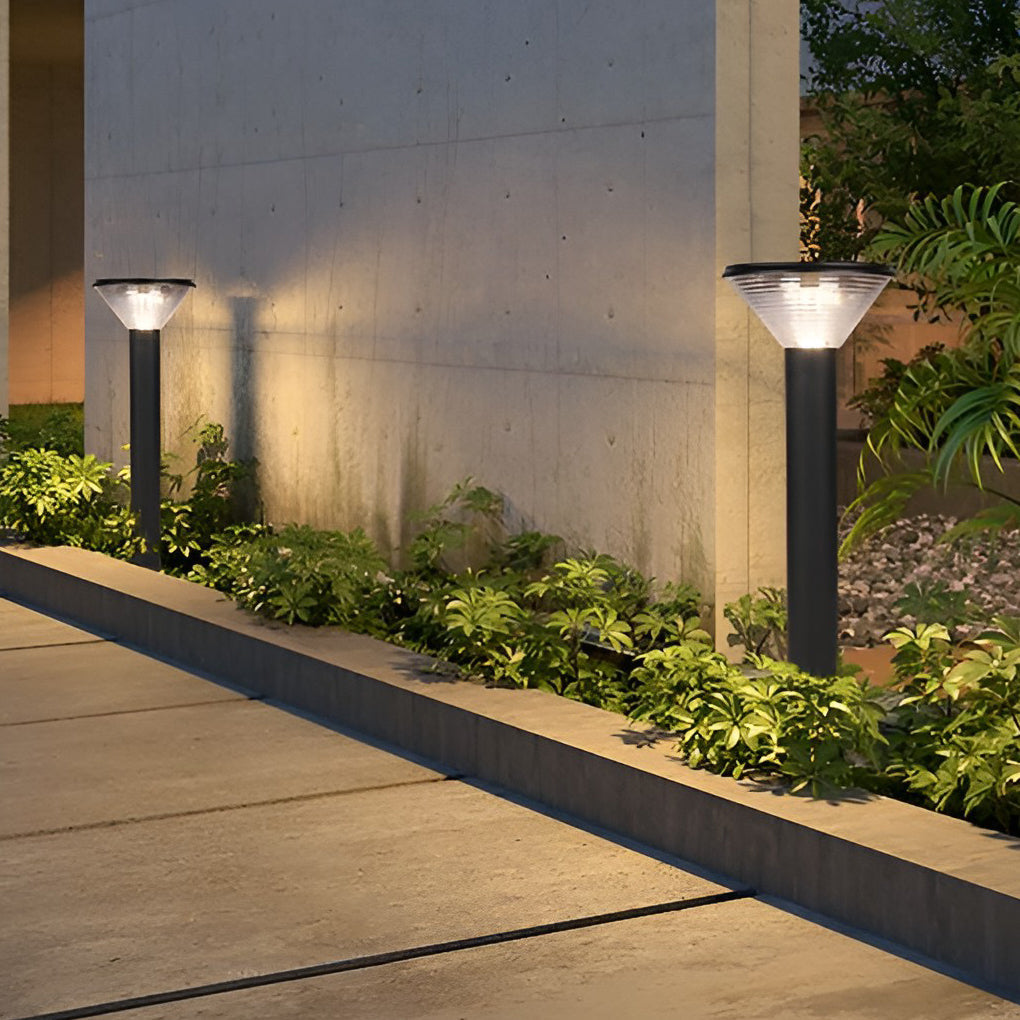Circular Light Control Induction Black Contemporary Exterior Solar Pathway Lights, Outdoor Wall Light, detail 3