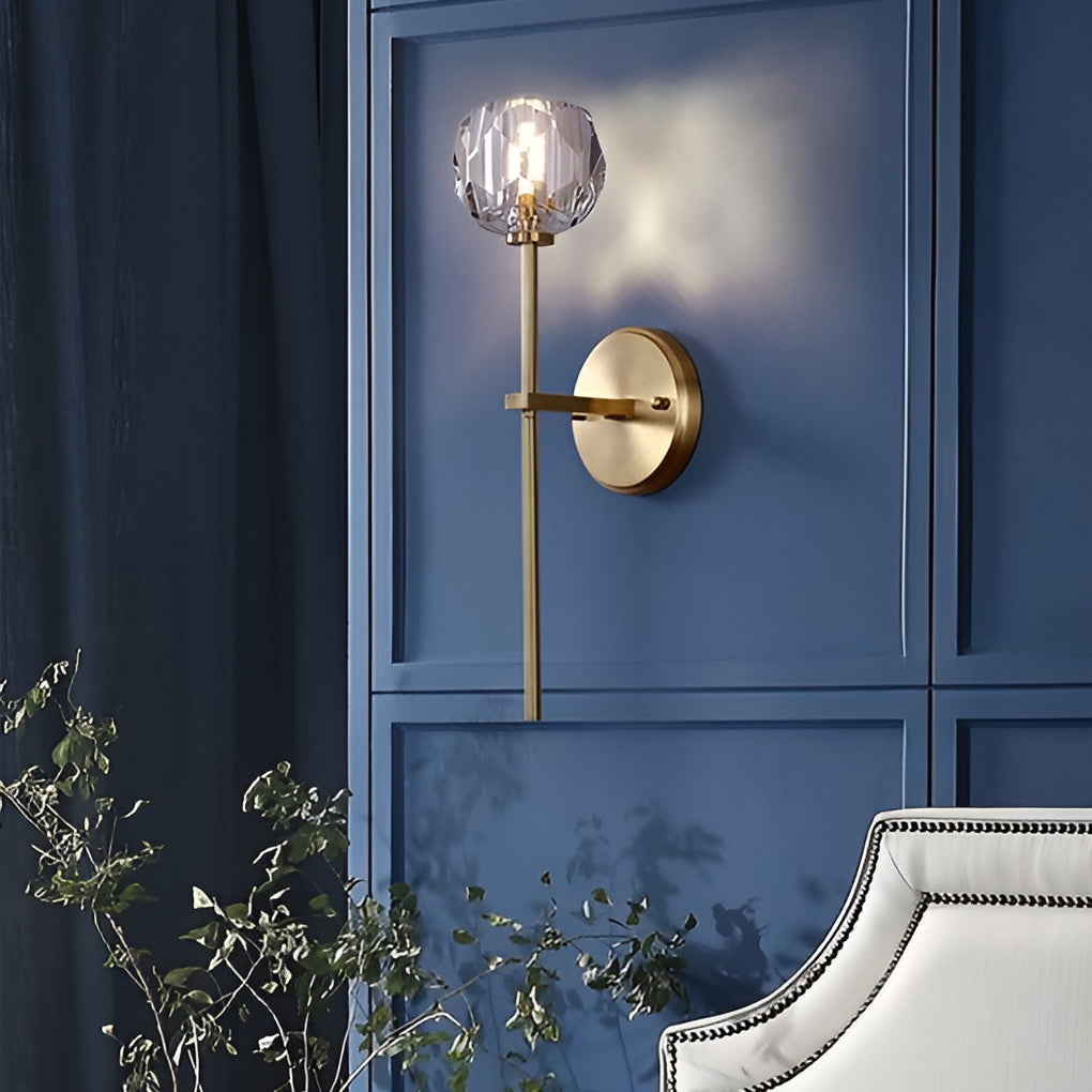 Ball-shaped LED Crystal Gold Postmodern Plug in Sconce Lighting Wall Light - 18" Copper, Plug-In Wall Sconce, detail 7