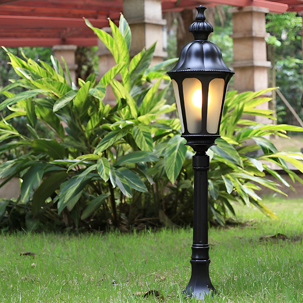 Exterior Waterproof LED Black European-style Lawn Lights Path Lamp Post, Outdoor Wall Light, Die-cast Aluminum, Dia 9in x H 37in