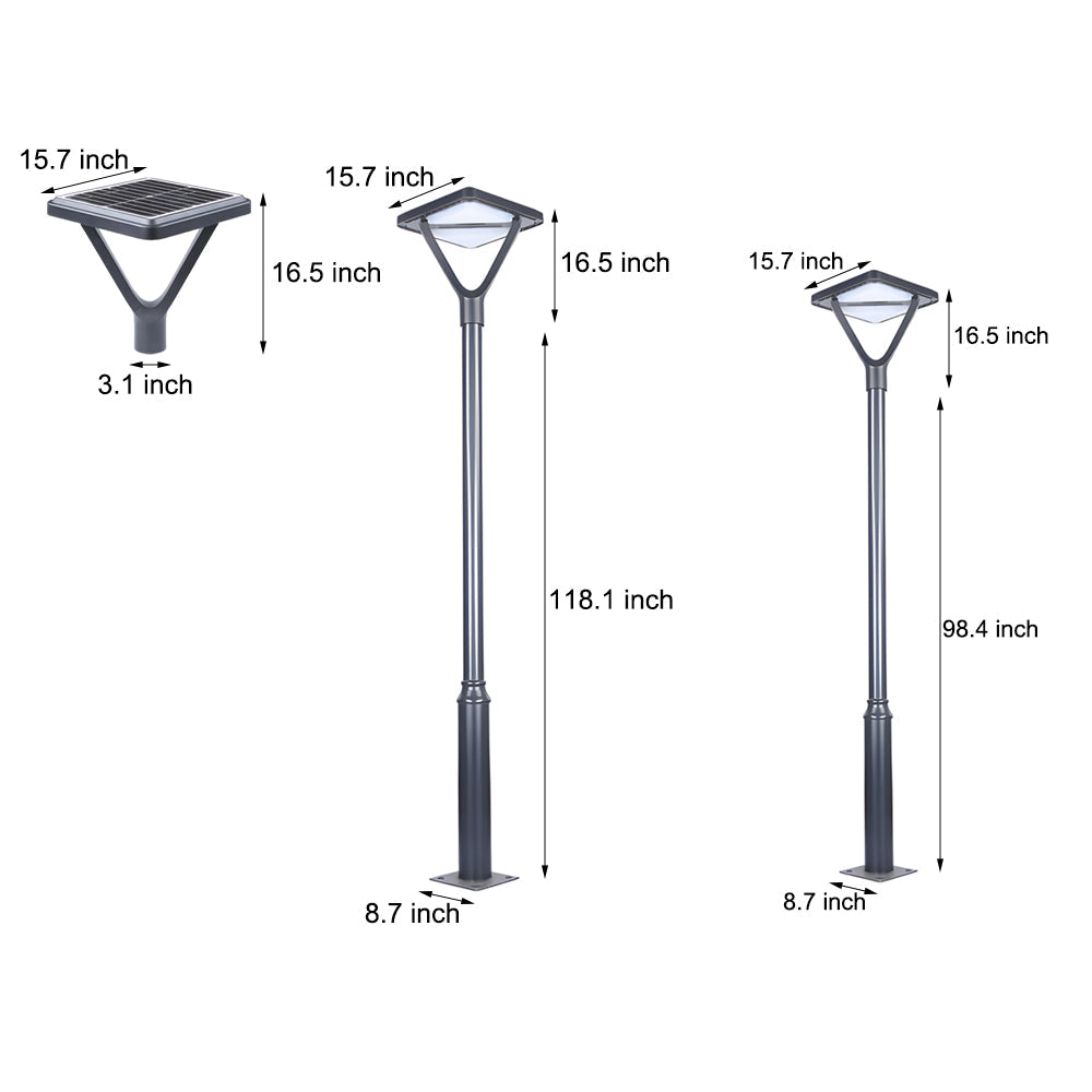 Glass Black LED Solar Lamp Post and Pole Street Lights, Outdoor Wall Light, detail 8