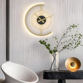 Creative Mute Clock Shaped LED Nordic Wall Light, Bedroom Wall Sconce, Iron, Dia 16in