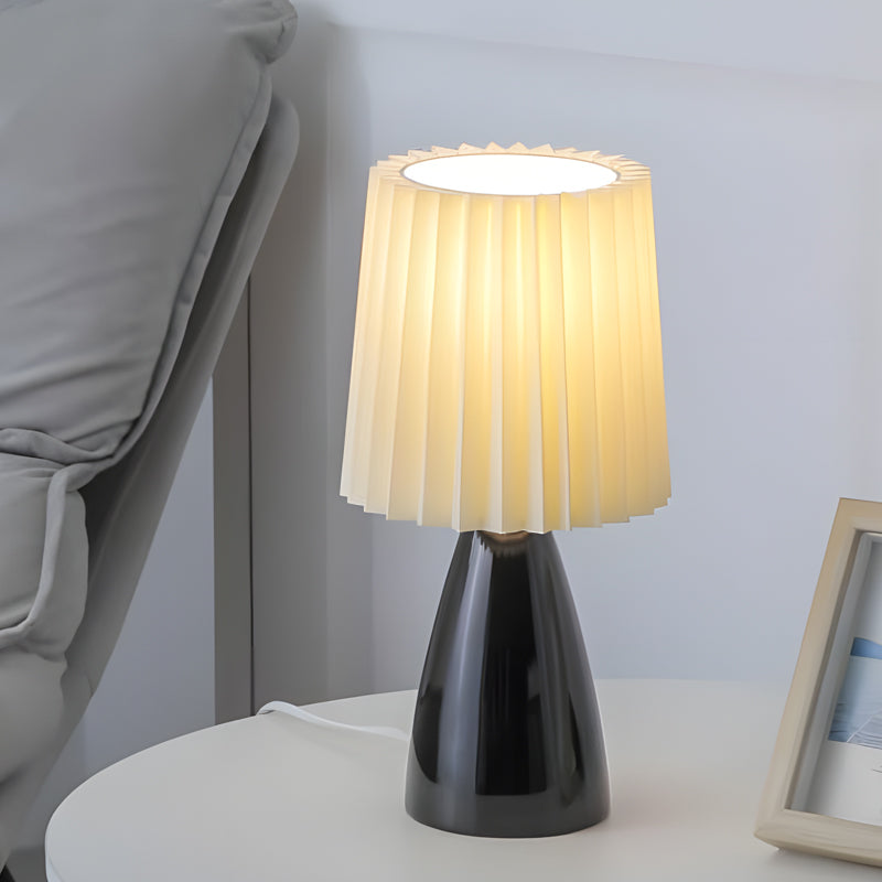 12 inch Pleated-Shade Glass Dimmable Table Light, Bedside Table Lamp, detail 5
