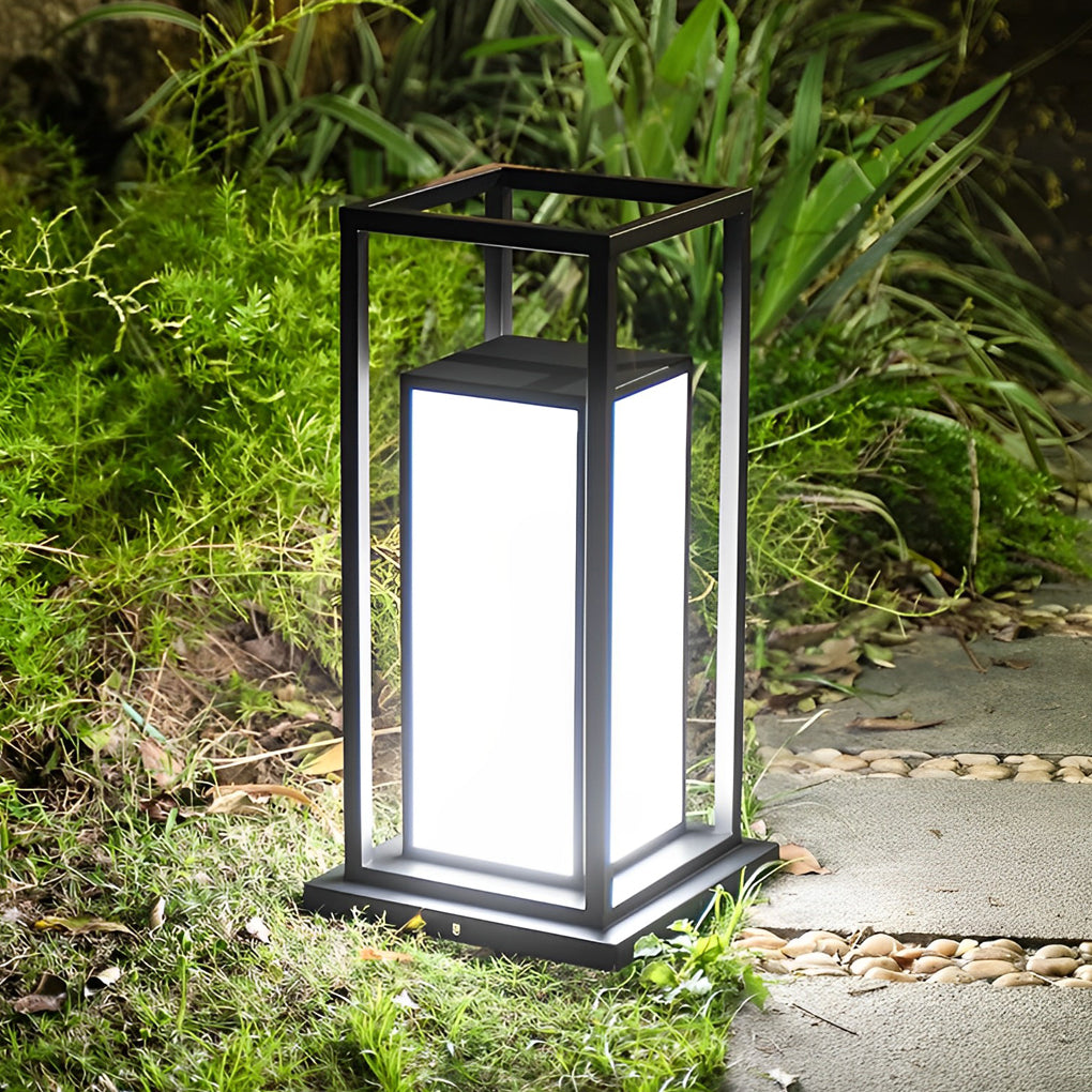 Exterior Waterproof LED Black Contemporary Solar Fence Post Lights Pillar Lamp, Outdoor Wall Light, detail 6